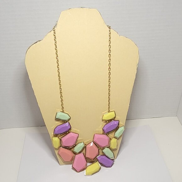 Signed Mark Multi-Color Pastels Statement Necklace - Picture 1 of 4